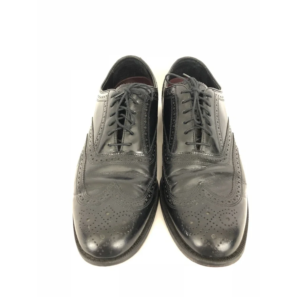 Florsheim Mens Black Leather Wingtip Lace Up Dress Shoes Size 9 D‎ SH251